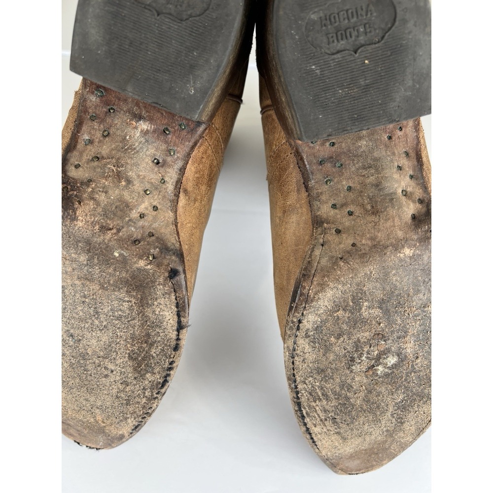 Vintage Nocona Cowboy Boots Women Size 7.5 B Brown Leather Snip Toe Style 5015 - Picture 15 of 16